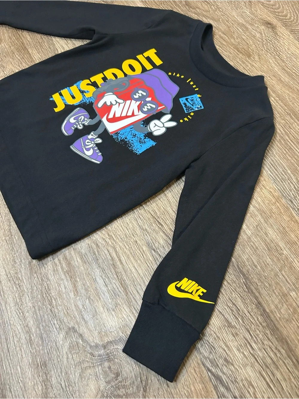 Nike T-Shirt - Boys Graphic Just Do It Long Sleeve Tee - Toddler Boys Size 2T